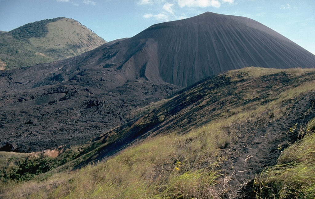 Cerro Negro Volcano black ash slopes and volcano boarding
