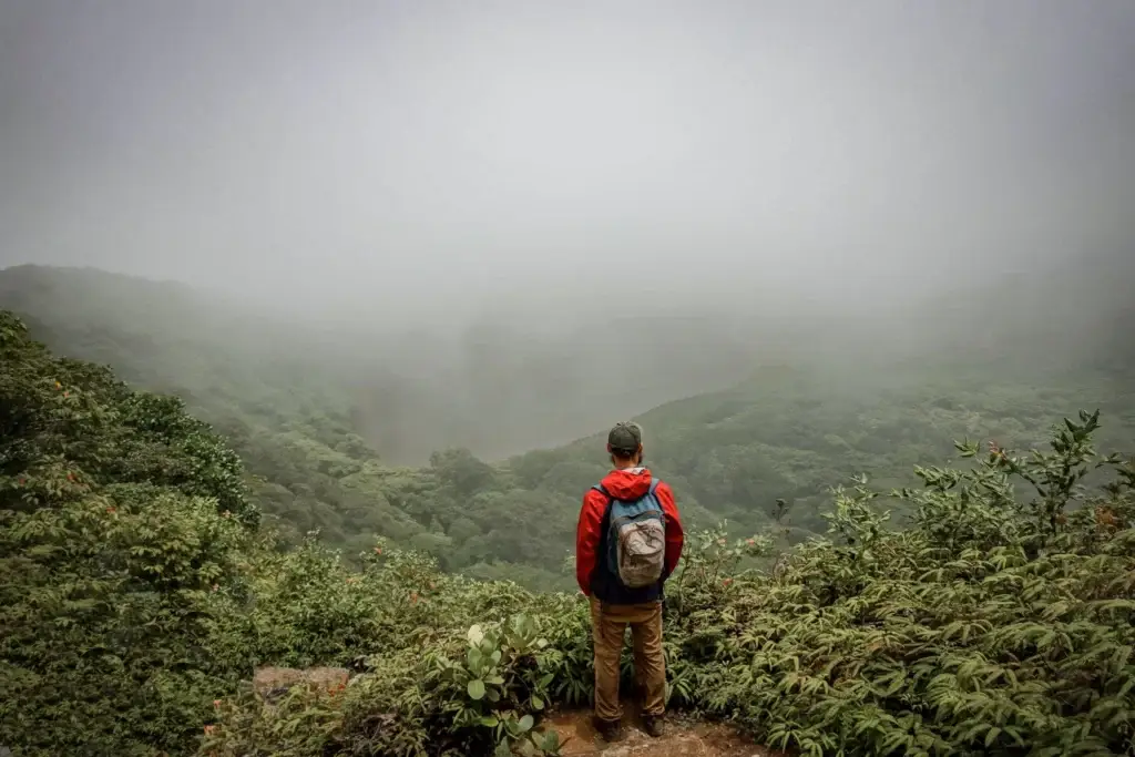 Misty cloud forest trail on the slopes of Maderas Volcano
