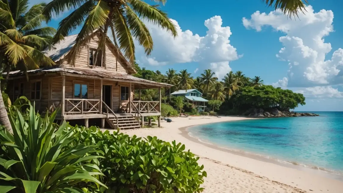 Clear view of corn island real estate closing costs on a sunny beachfront home with Caribbean waters