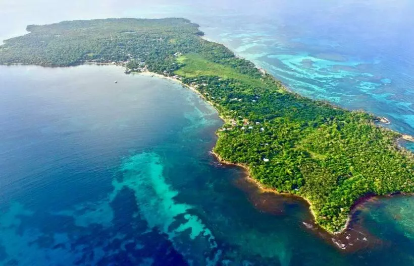 Lighthouse Retreat and Corn Island Lighthouse location aerial Little Corn Island paradise