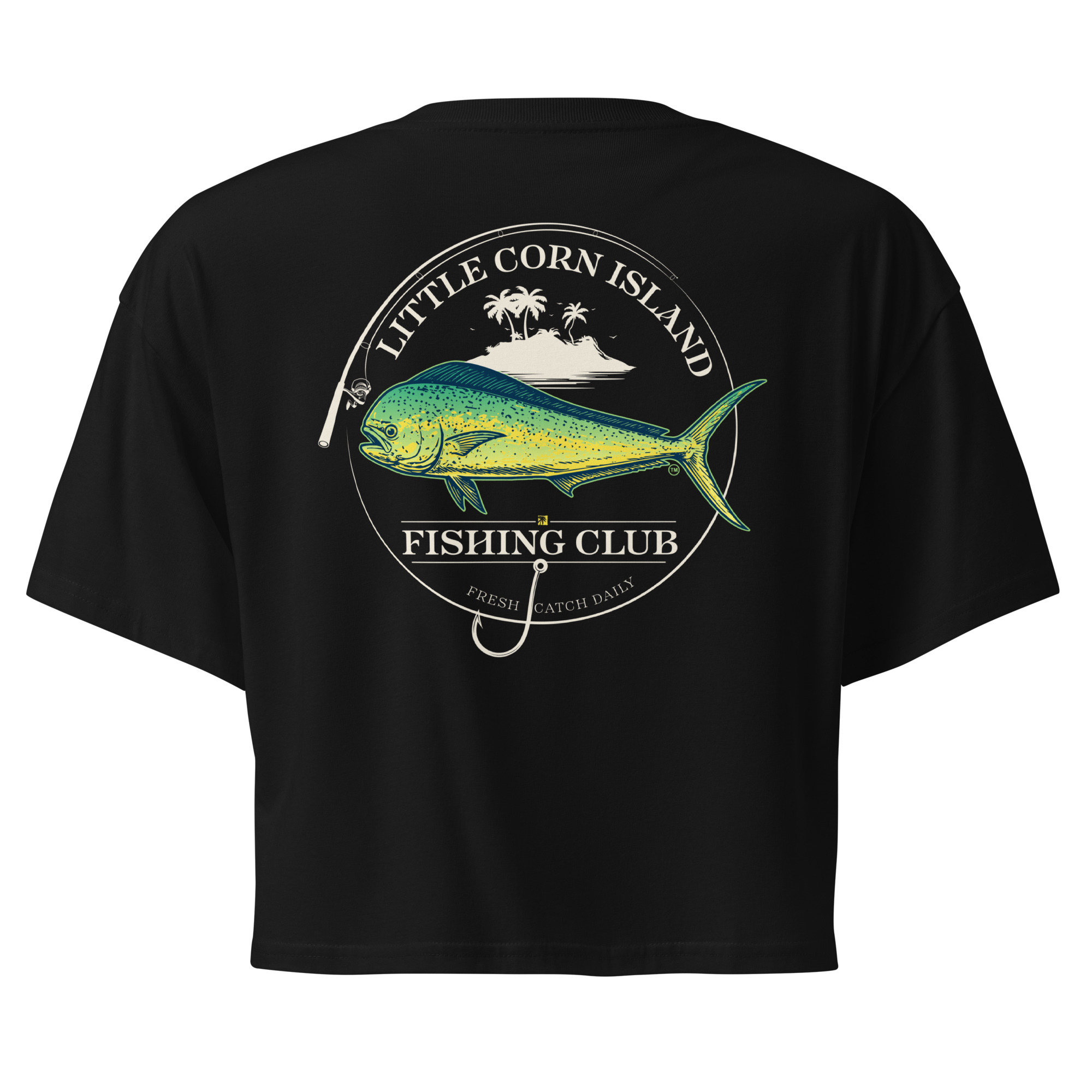 Little Corn Island Fishing Club | Women’s Crop Top - Black - Image 3