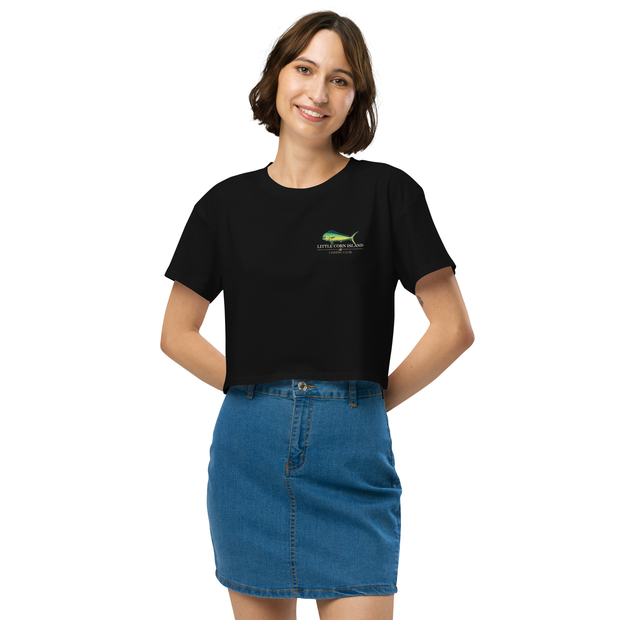 Little Corn Island Fishing Club | Women’s Crop Top - Black - Image 7