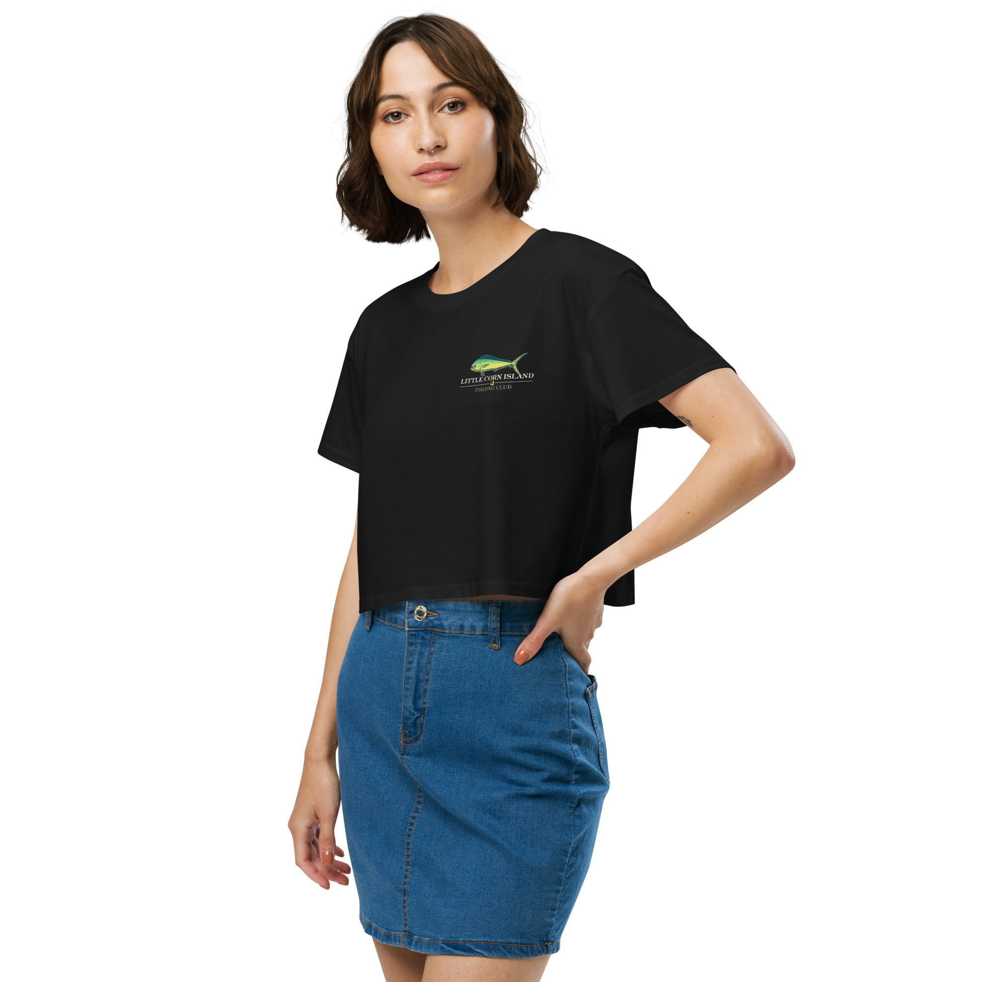 Little Corn Island Fishing Club | Women’s Crop Top - Black - Image 8