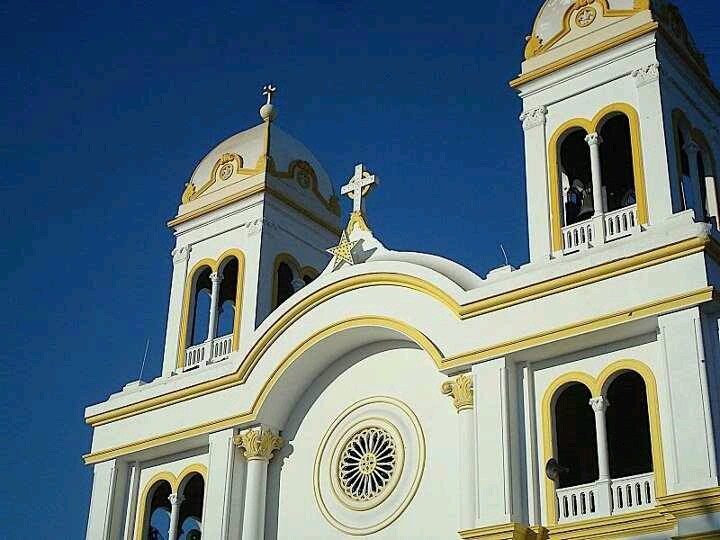 Close-up of the Basilica of Saint Sebastian in Diriamba, Nicaragua