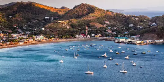 Travel to Nicaragua one of the beaches of San Juan del Sur, aerial view of the beach and bay