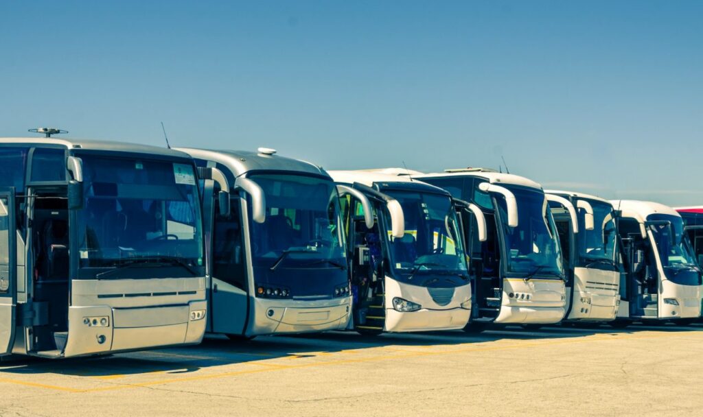 Modern air-conditioned Nicaragua Shuttle buses ready for tourist transfers