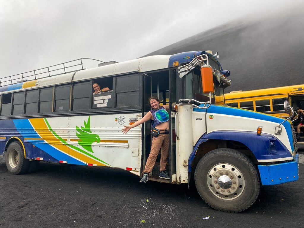 Travelers enjoying a colorful local-style Nicaragua Shuttle experience